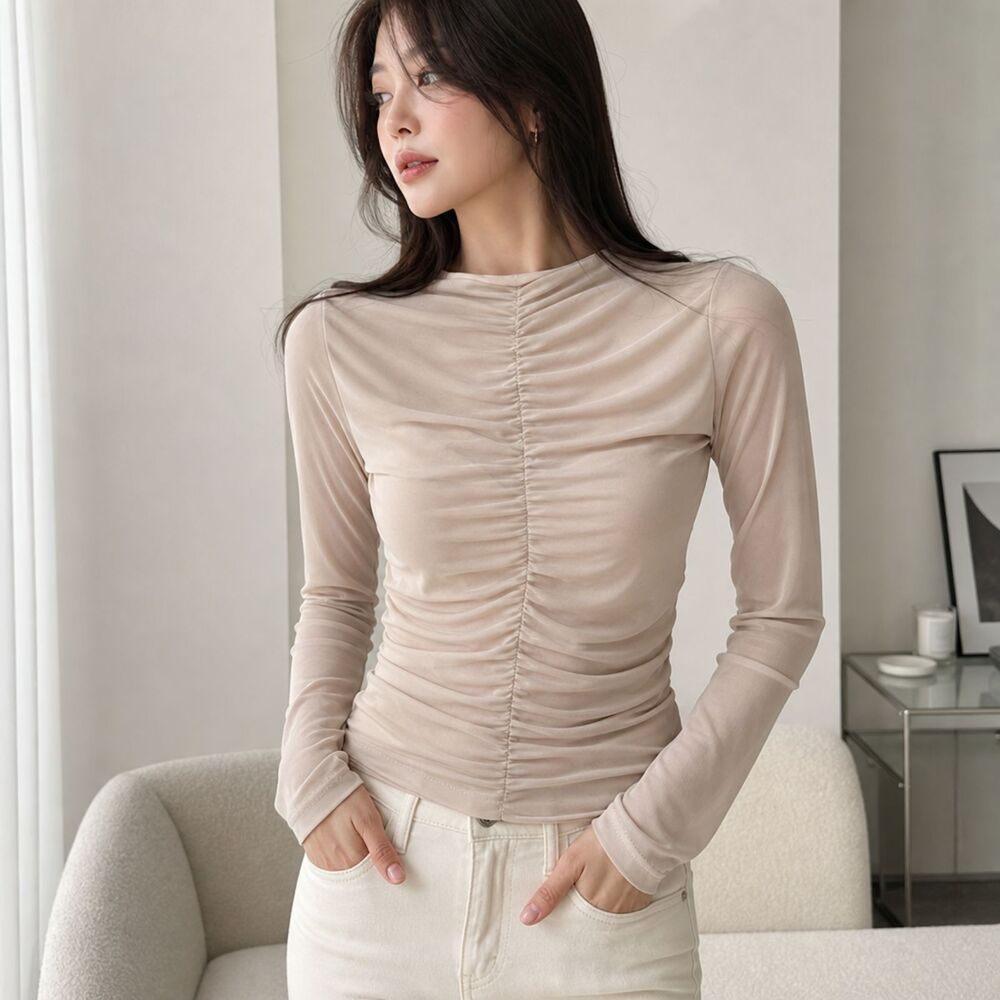 21 Saints Mesh Top Blouse Women's Size L Beige New